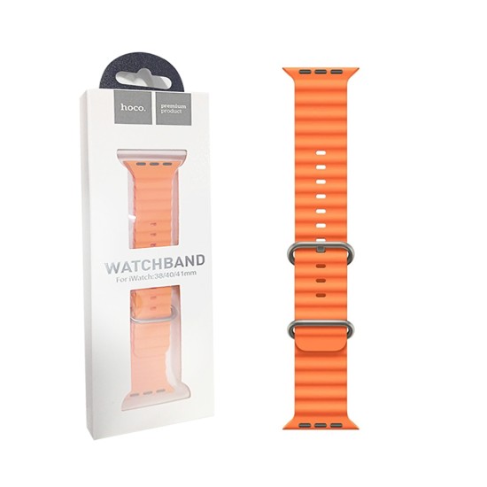 Hoco Double Buckle Silicone Bracelet for iWatch WA12 Original Series Marine (38/40/41mm) Orange